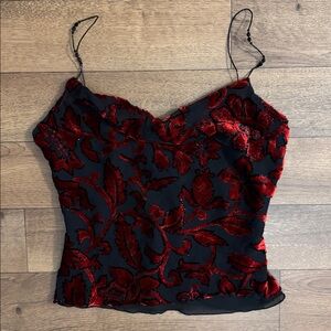 Cache Size Medium Burnout Velvet Silk Blend Beaded Top Vintage 90s Whimsigoth